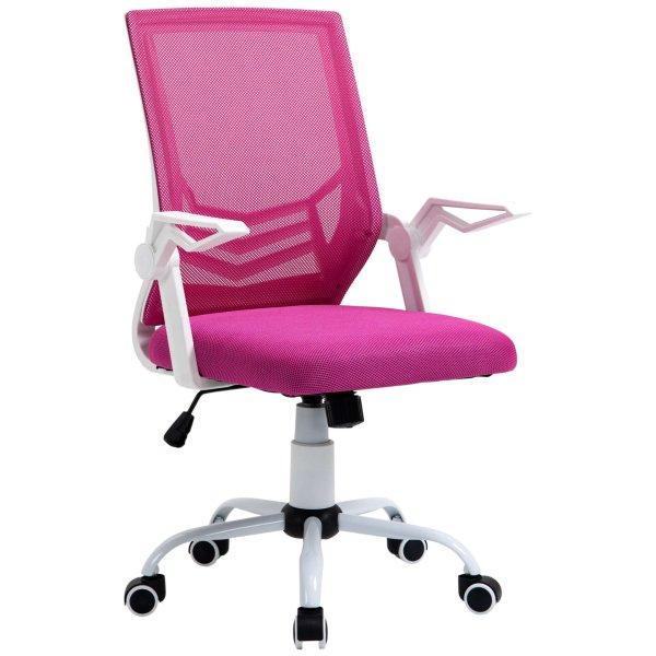 Ergonomikus irodai szék, állítható magasságú, poliészter/nylon,
62,5x55x94-104 cm, rózsaszín/fehér
