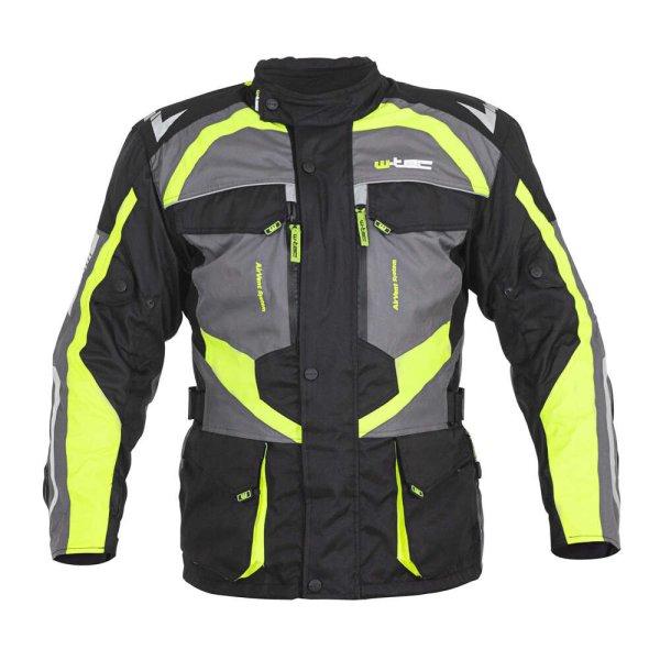 Férfi motoros kabát W-TEC Burdys Evo fekete-szürke-zöld XL