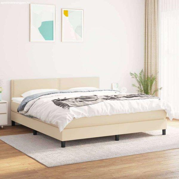 vidaXL krémszínű szövet rugós ágy matraccal 180 x 200 cm