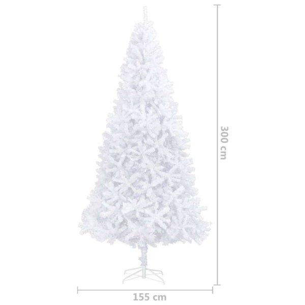 vidaXL fehér műkarácsonyfa LED-ekkel és gömbökkel 300 cm