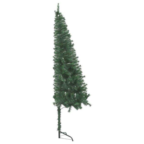 Zöld pvc sarok műkarácsonyfa led-ekkel és gömbszettel 240 cm