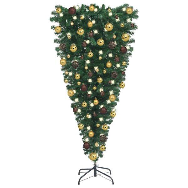 Fordított műkarácsonyfa led-ekkel és gömbszettel 150 cm