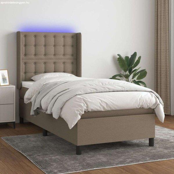 vidaXL tópszínű szövet rugós és LED-es ágy matraccal 100x200 cm