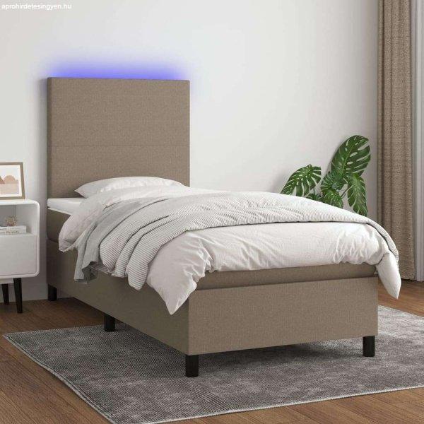 vidaXL tópszínű szövet rugós és LED-es ágy matraccal 100x200 cm