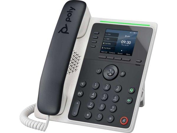 HP Poly Edge E220 VoIP Telefon + PoE - Fekete/Fehér