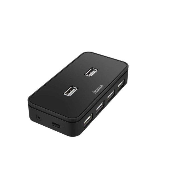 Hama USB 2.0 HUB 7 port +táp fekete (200123) (hama200123)