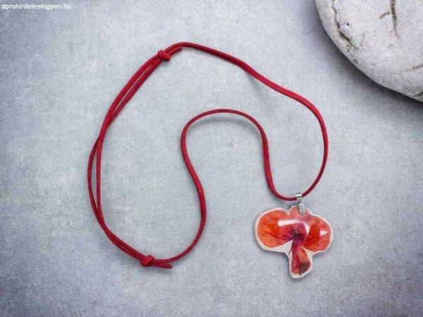 Flandria vörös pipacsa műgyanta nyaklánc
