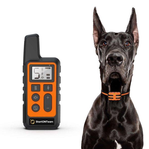 StartONTeam™ Újratölthető elektromos kutyakiképző nyakörv, LCD kijelző,
víz- és porálló (IP65), gumielektródák, állítható, kiképzési
útmutató mellékelve, narancssárga színben