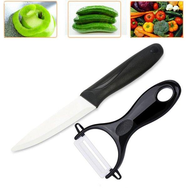 2 részes konyhai készlet: kerámiabevonatos, rozsdamentes
acél kés és zöldséghámozó (BBM)
