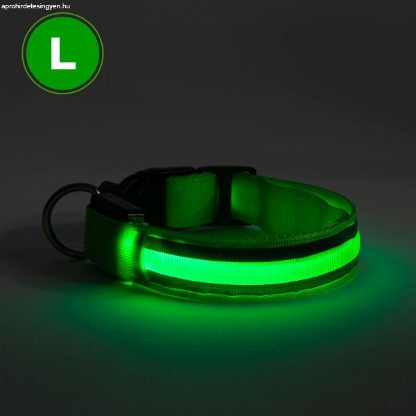 LED-es nyakörv - akkumulátoros - L méret - zöld