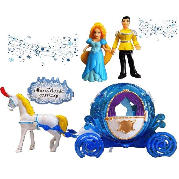Mesebeli zenélő lovaskocsi, bálba készülő
hercegnővel és herceggel (BBMJ)