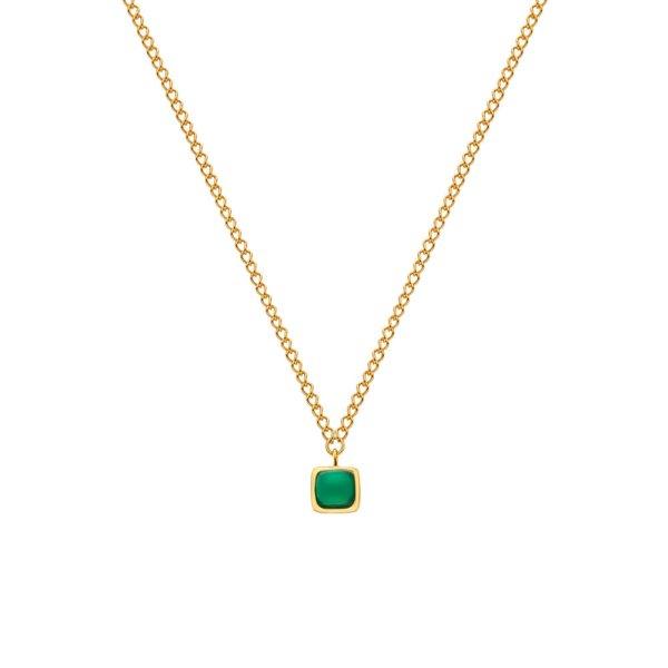 Hot Diamonds Gyengéd aranyozott nyaklánc zöld acháttal
és gyémánttal Gemstones DN197