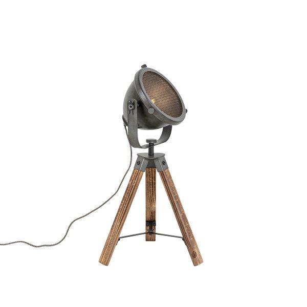 Ipari asztali lámpa állvány acél fa dönthető - Emado