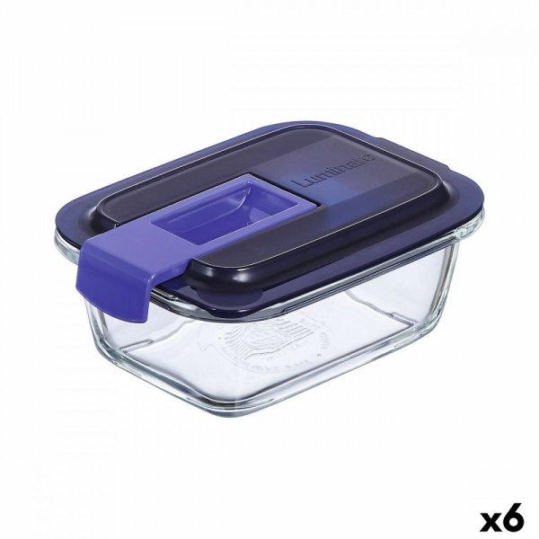 Hermetikus ebéddoboz Luminarc Easy Box Kék Üveg (380 ml) (6 egység)