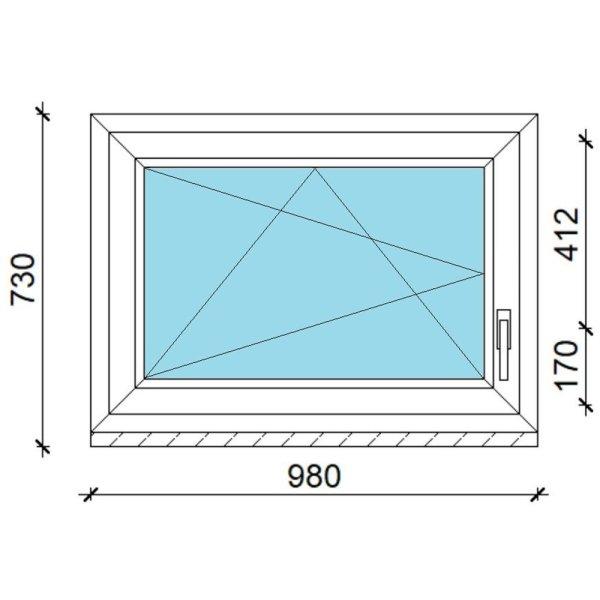100x70 műanyag ablak, egyszárnyú, bukó/nyíló Gealan