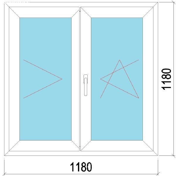 120x120 műanyag ablak, kétszárnyú, váltószárnyas, nyíló-bukó/nyíló,
3 réteg Decco 83
