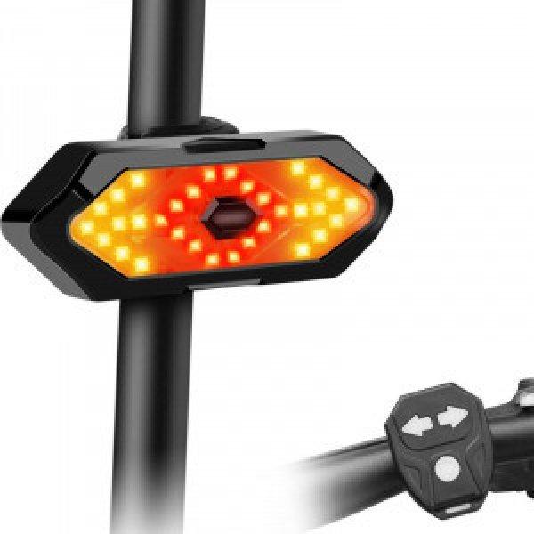 Akkumulátoros hátsó LED biciklilámpa, index, hang- és fényjelzés