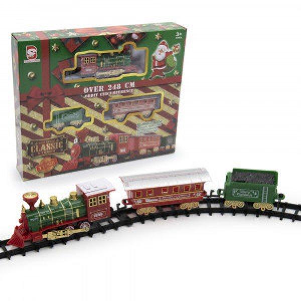 Karácsonyi vonat szett gyerekeknek, mozdonnyal és 2 db vagonnal