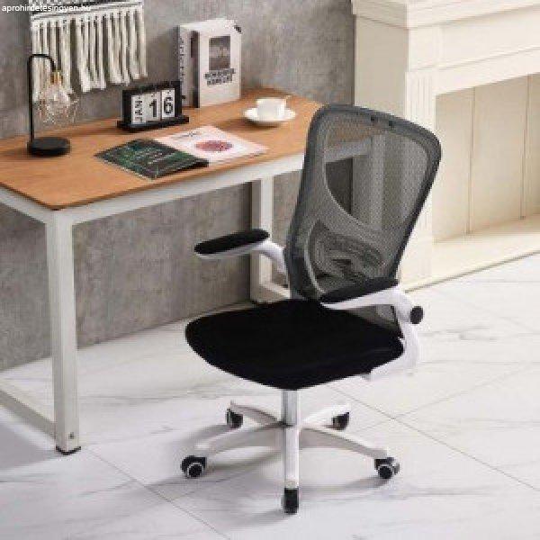 Ergonomikus irodai szék felhajtható könyöktámasszal, fehér