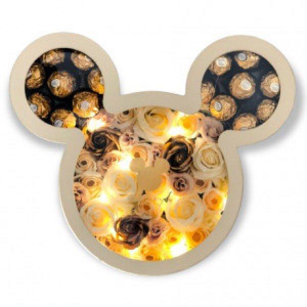 Mickey krém színű desszert doboz - szappanrózsával - ferrero rocher