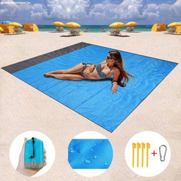 Összehajtható, vízálló strandszőnyeg, piknik takaró, kék