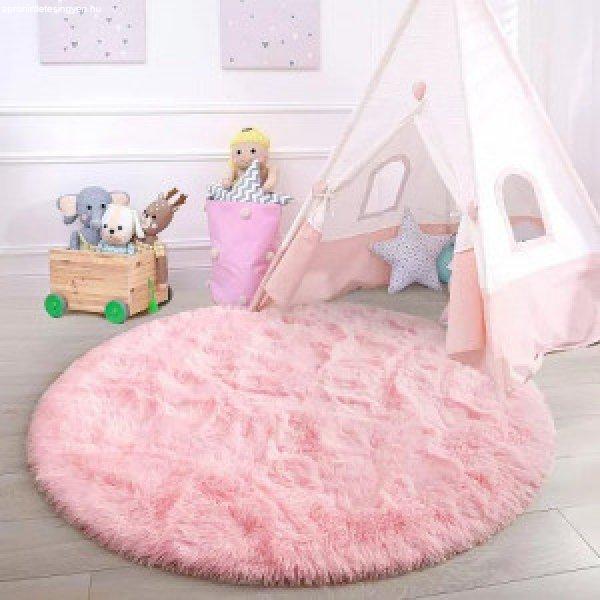 Fluffy rózsaszín szőnyeg kör alak átmérő: 60cm