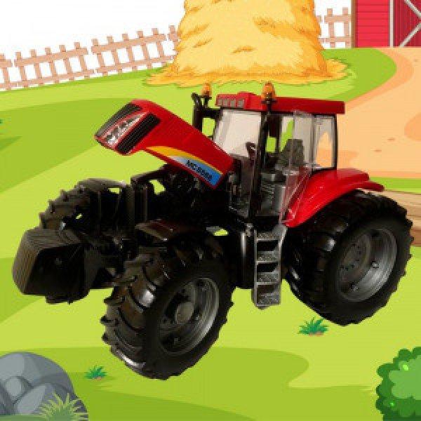 Mezőgazdasági traktor nyitható motorháztetővel és ajtóval - piros