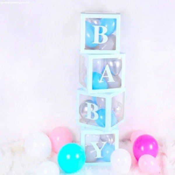 Baby ballon box, dekorációs díszdoboz - kék