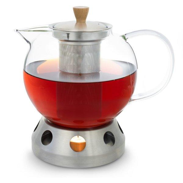 Klarstein Sencha, formatervezett teafőző kancsó, Hibiscus nemesacél
melegítővel, 1,3 l, behelyezhető szűrő