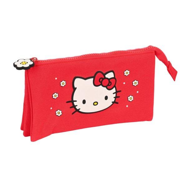 Hármas tolltartó Hello Kitty Spring Piros (22 x 12 x 3 cm)
