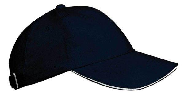 KP042 gyerek baseball sapka hat paneles fém csatos K-UP, Navy/White-U