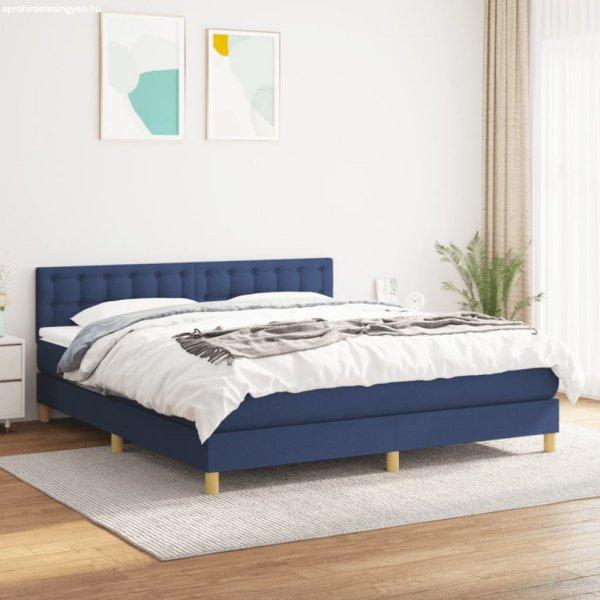 Kék szövet rugós ágy matraccal 180 x 200 cm
