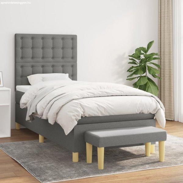 Sötétszürke szövet rugós ágy matraccal 100 x 200 cm