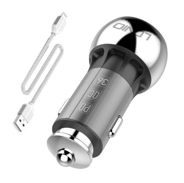 LDNIO C1 USB, USB-C Autós töltő + Lightning kábel