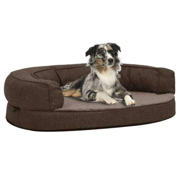 barna ergonomikus vászonhatású gyapjú kutyaágymatrac 75 x 53 cm