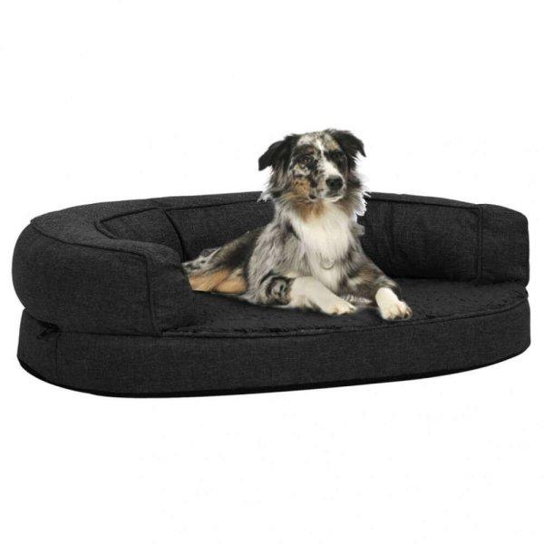 fekete ergonomikus vászonhatású gyapjú kutyaágymatrac 75x53 cm