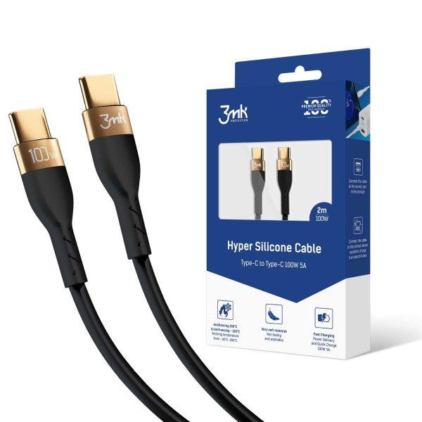 3mk Hyper USB-C apa - USB-C apa 2.0 Adat és töltő kábel - Fekete (2m)
(3MKCABH100BK)
