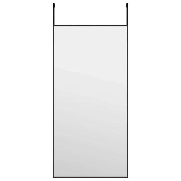 Fekete üveg és alumínium ajtótükör 30 x 60 cm