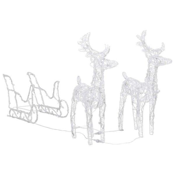 Akril rénszarvasok és szán karácsonyi dísz 160 led-del 130 cm
