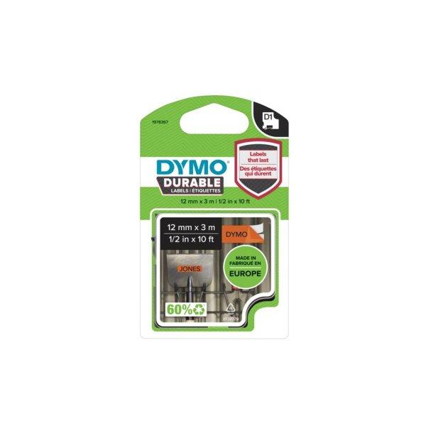 Feliratozógép szalag tartós Dymo D1 1978367 12mmx3m, ORIGINAL,
fekete/narancssárga 