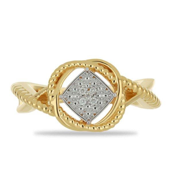Arannyal Bevont Ezüst Gyűrű Fehér Gyémánttal, Méret: 57-56