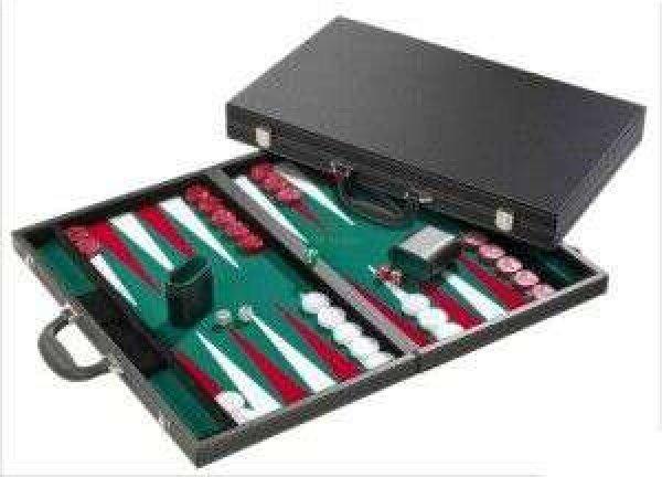 Backgammon - 46 cm-es + fekete műbőr koffer
