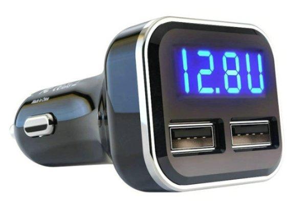 USB töltő + digitális voltmérő 24W-4,8A
