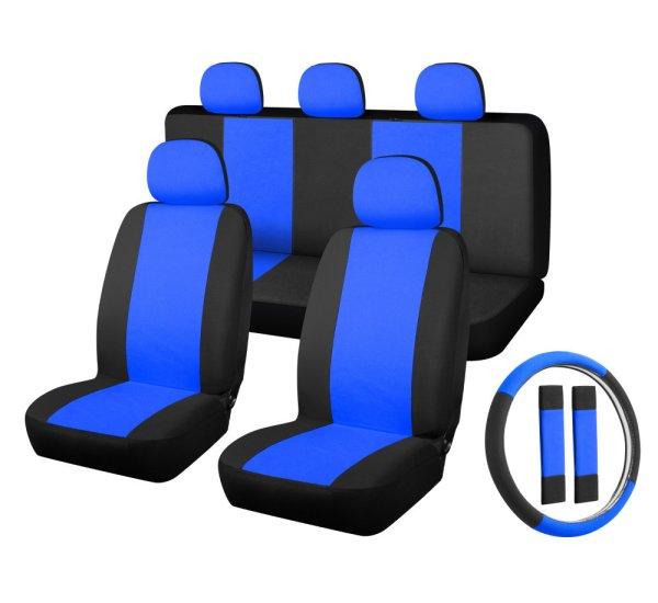 01556 11 részes üléshuzat szett - kék-fekete 2HELYEN osztható - Légzsákos
univerzális üléshuzat szett
