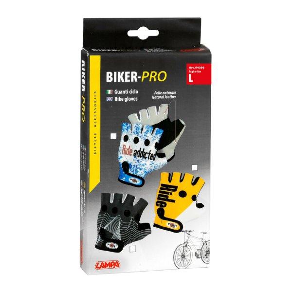 Lampa Biker-Pro, Bőr/Lycra Kerékpáros Kesztyű - L