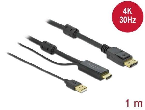 Delock 85963 HDMI-A -> DisplayPort kábel USB-A tápellátással 1m fekete
(delock85963)