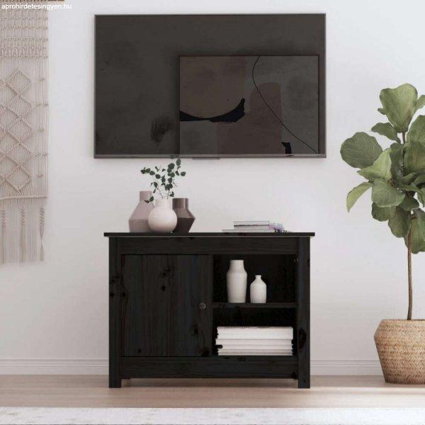 vidaXL fekete tömör fenyőfa TV-szekrény 70 x 36,5 x 52 cm