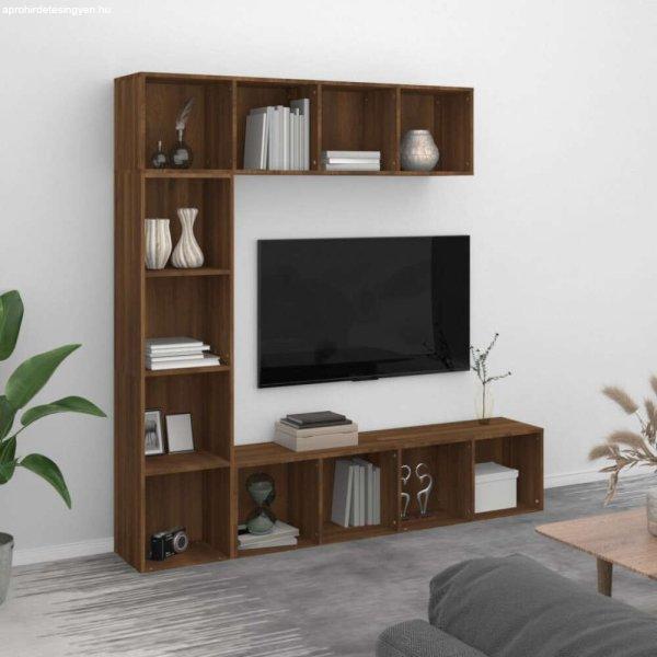 vidaXL 3 részes barna tölgyszínű fa könyv/TV-szekrény 180x30x180 cm