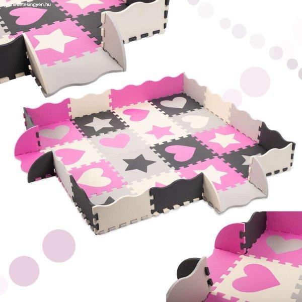 Rózsaszín puzzle bébi játékszőnyeg 143x143x1 cm (36 részes)