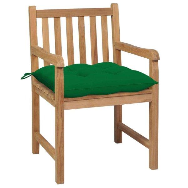 2 db tömör tíkfa kerti szék zöld párnával